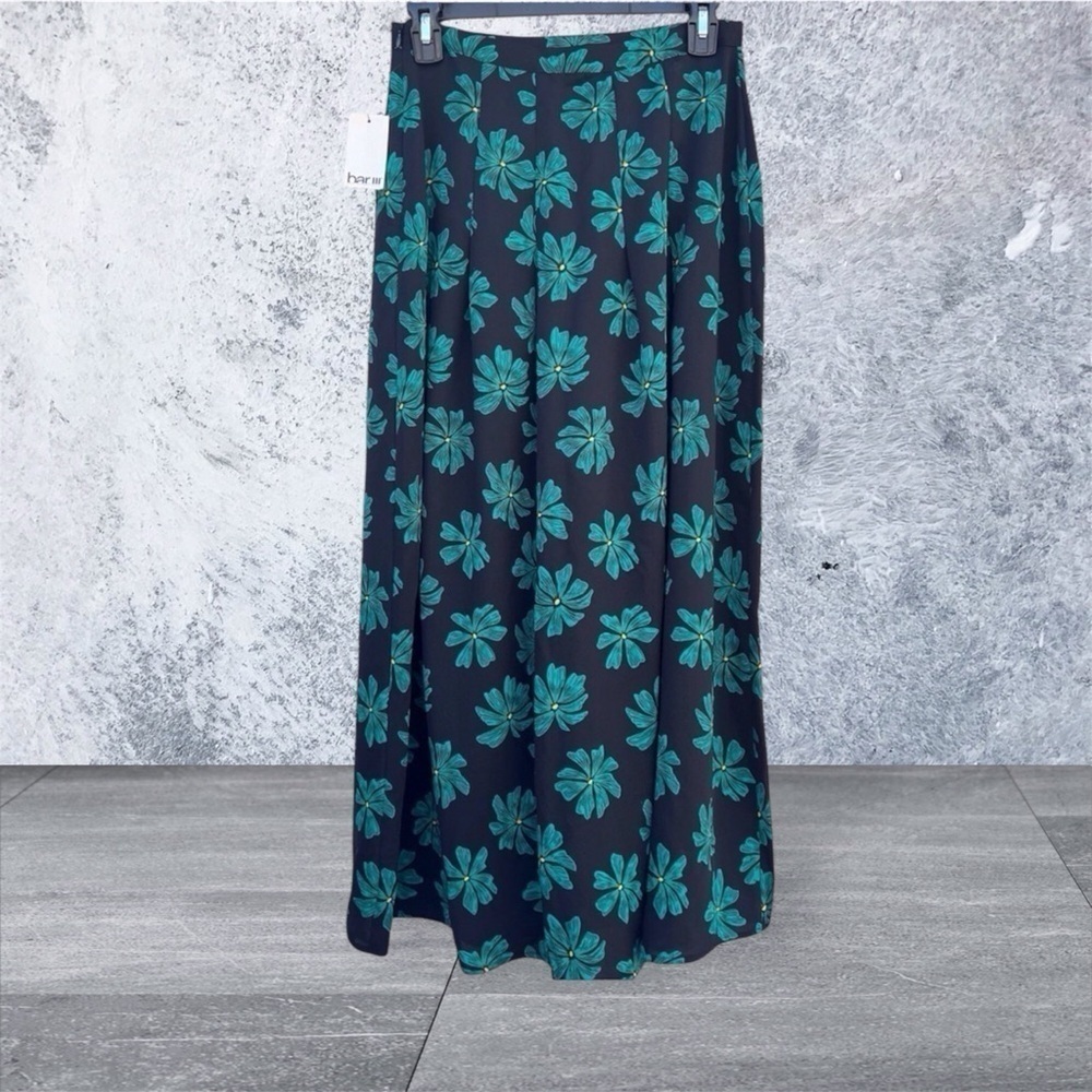 Bar lll Women Black Green Floral Maxi Skirt